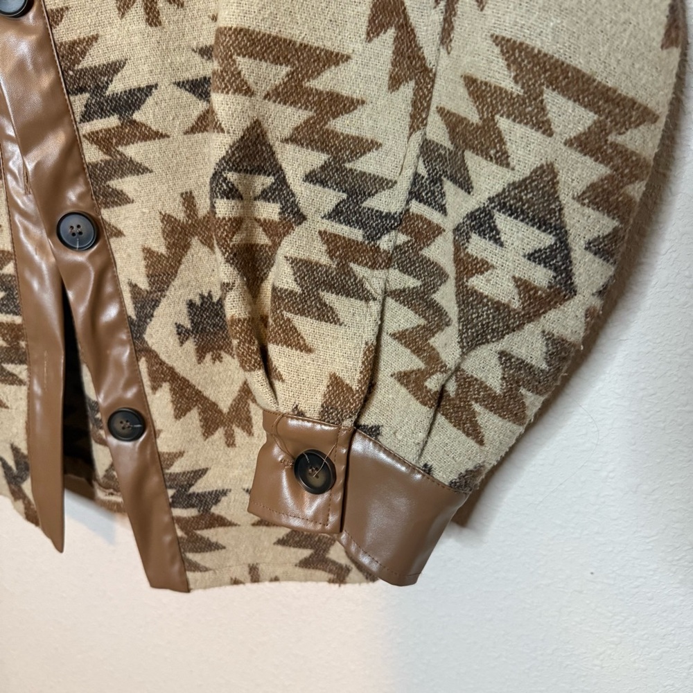 Aztec Patterned Jacket With Brown Accents - Overs… - image 3